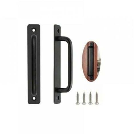 oignee Porte Coulissante 2 Pices Poigne de Porte de Grange Robuste Poigne Porte Coulissante Poignee Portail Exterieur Poignes de Porte Intrieure Extrieure avec Des Vis, Noir/212mm
