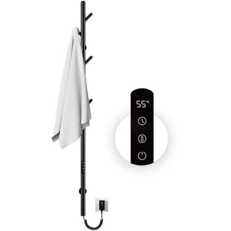 OihPaw Scaldasalviette Elettrico,1530x32mm termoarredo Elettrico Bagno,con Schermo LED e Funzione di temporizzazione,Nero scalda salviette da Bagno Elettrico Parete,Asta stendibiancheria elettrica