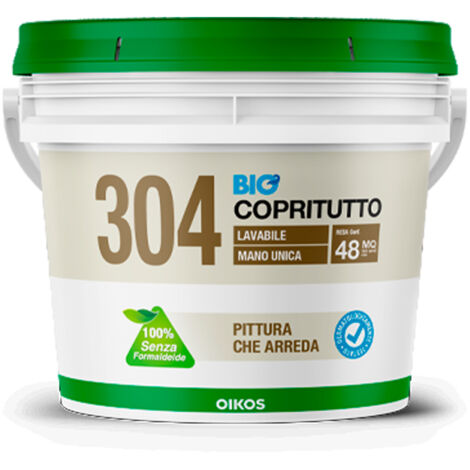 Oikos 304 Bio Copritutto lavabile mano unica Pittura per interni bianca 4 lt