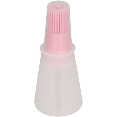 Oil Bottle Brush Silicone Multifunctional Sauce Barbecue Oil Brush with Transparent Bottle Cap Kitchen ToolPink