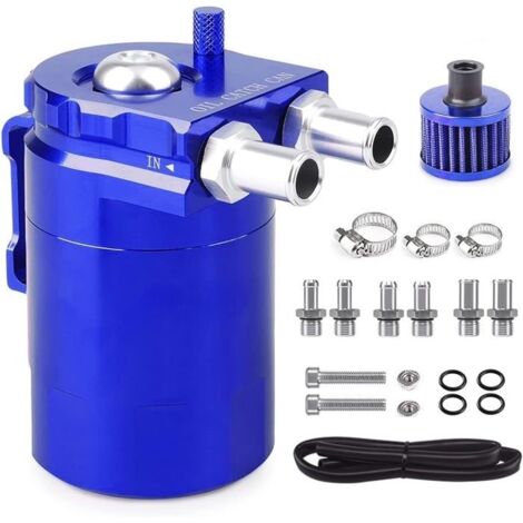 Oil Catch Can Auto, 300ml Aluminium Voiture Réservoir, Universel Séparateur Bidon Huile Voiture Air Filtre avec Filtre à Air