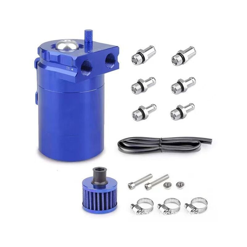 Shining House - Oil Catch Can Auto, 300ml Aluminium Voiture Réservoir, Universel Séparateur Bidon Huile Voiture Air Filtre avec Filtre à Air, Tuyau