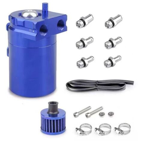 Oil Catch Can Auto, 300ml Aluminium Voiture Réservoir, Universel Séparateur Bidon Huile Voiture Air Filtre avec Filtre à Air, Tuyau et Autres Accessoires
