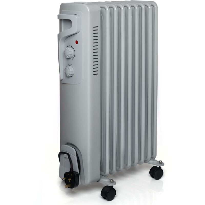 Futura - Oil Filled Radiator Heater 2000W Grey Freestanding Mobile