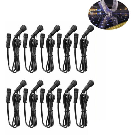 OIMG Lot de 10 rallonges à 2 broches pour éclairage de terrasse monochrome. 1 m (3.28 pi) avec connecteurs mâle et femelle à 2 broches aux deux extrémités pour éclairage de terrasse LED monochrome