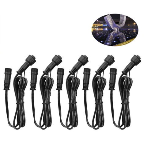 OIMG Lot de 5 rallonges à 2 broches pour éclairage de terrasse monochrome, 1 m (3,28 pi) avec connecteurs mâle et femelle à 2 broches aux deux extrémités pour éclairage de terrasse LED monochrome