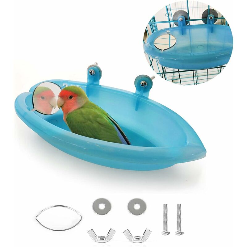 Oiseau Bain Bird Bath Douche Nettoyage Baignoire Bol Bassin avec Miroir Suspendu D'oiseau Animaux Petits Oiseaux Jouet Perroquet Accessoires Perruche