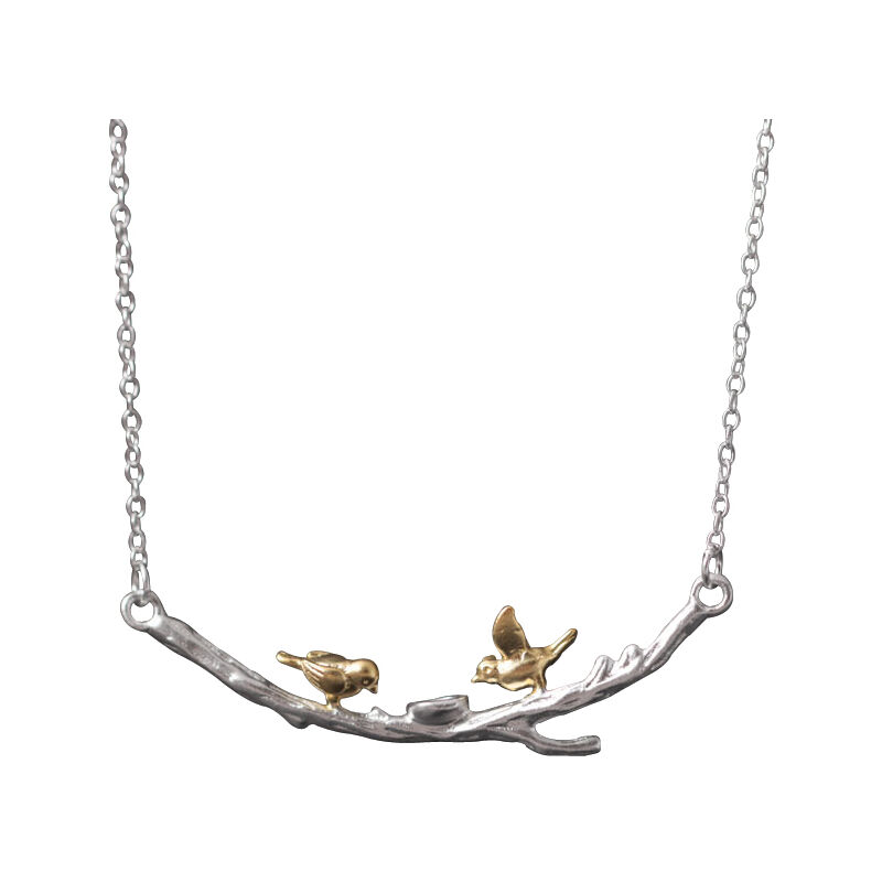 oiseau de bijoux fins fait main naturel sur collier de branche pour cadeau femme