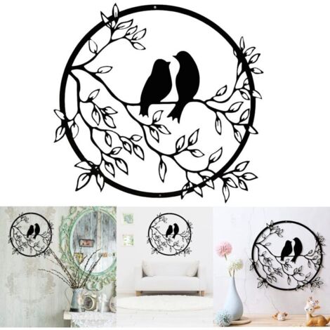 Oiseau en métal sur une branche Ornement de jardin Arbre Tenture murale Décoration murale Art Panneau de jardin pour intérie