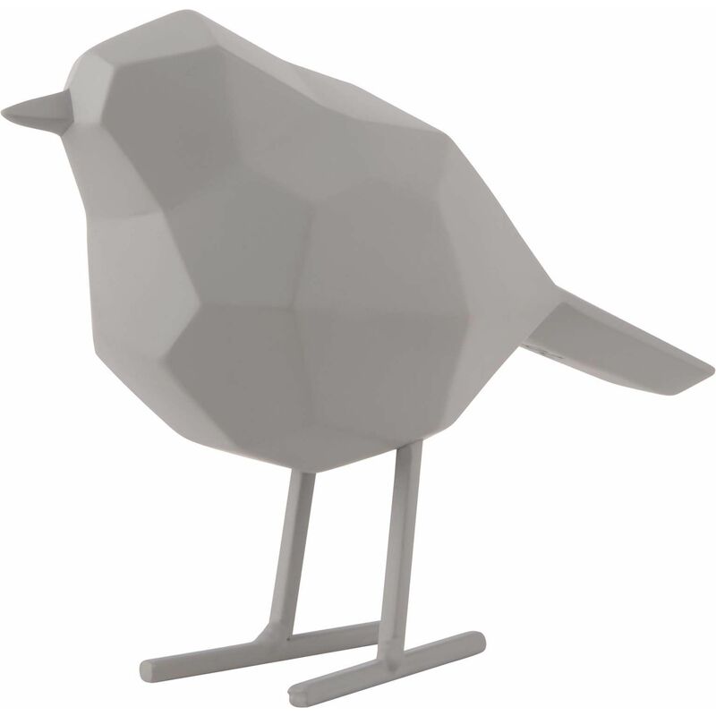 Oiseau en résine mat origami 17cm gris - Gris