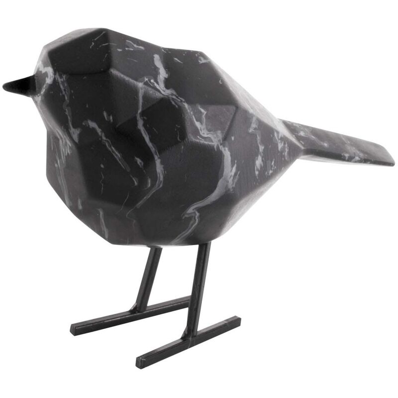 Pt' - Oiseau en résine noir effet marbre Origami Petit modèle - Noir