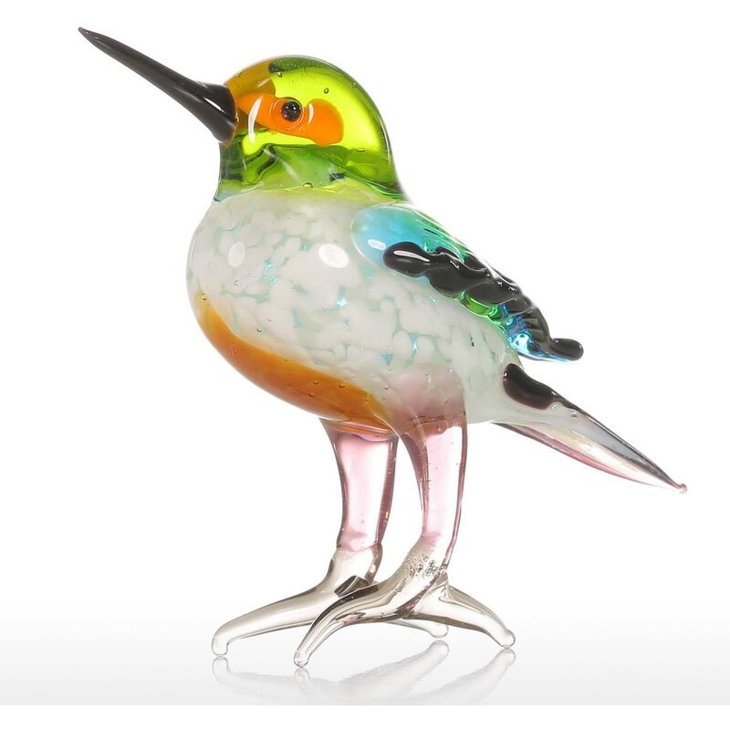 Oiseau en verre coloré animal à collectionner figurine art soufflé à la main miniature table ornements réaliste oiseau verre clair décor à la maison