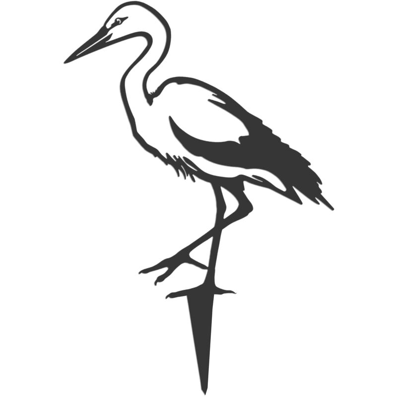 Metalbird - Oiseau sur pique cigogne blanche en acier corten
