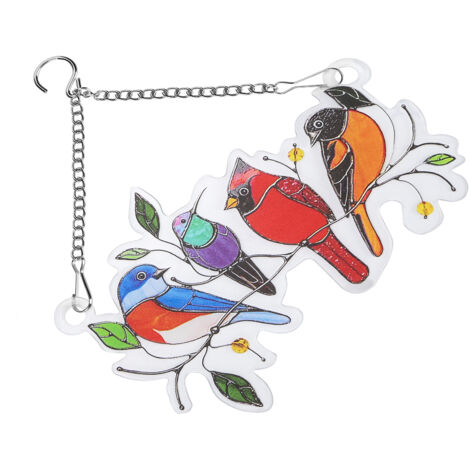 Oiseaux colorés suspendus pour fenêtre - Décoration d'oiseaux pour porte et vitre