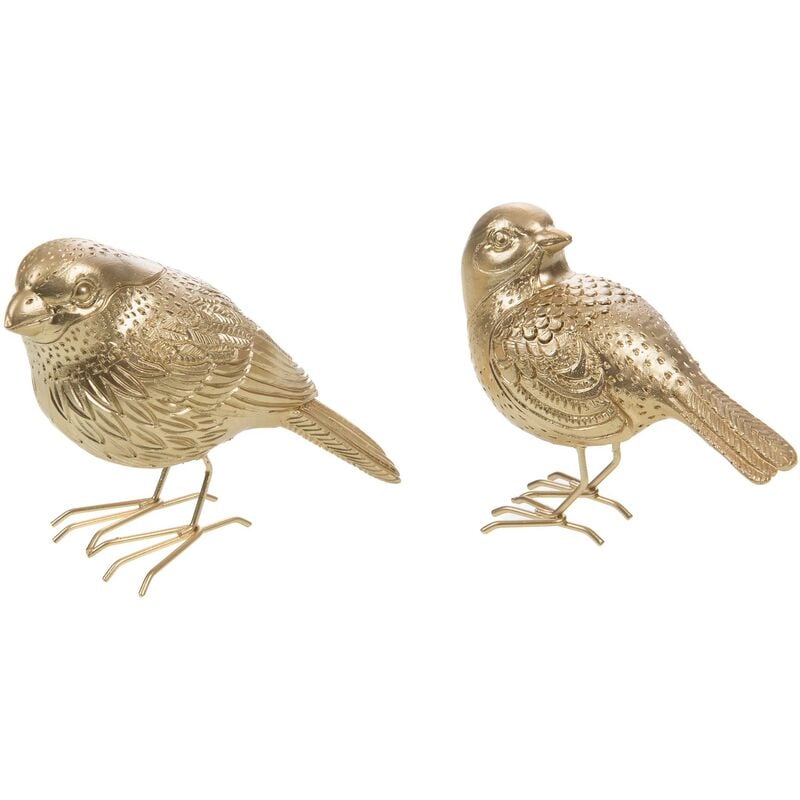 Amadeus - Oiseaux décoratifs dorés en polyrésine (Lot de 2)