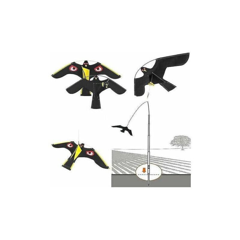Tuserxln - Oiseaux effaroucheur répulsif vol faucon cerf-volant pour jardin épouvantail cour maison décoration 1 pièces