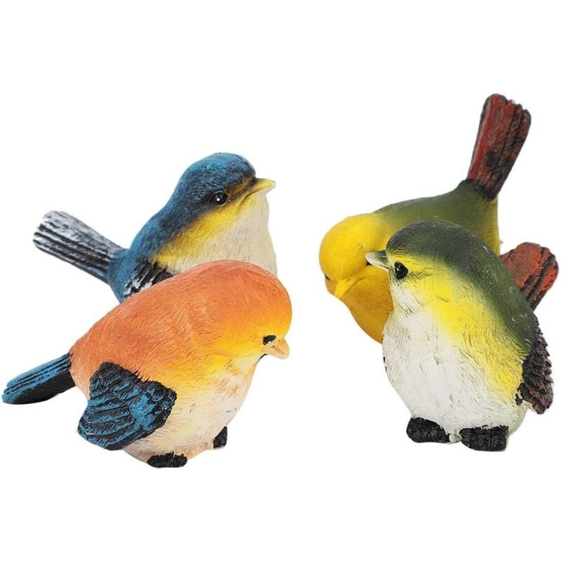 Tigrezy - Oiseaux en Résine, Oiseaux Décoration Résine Oiseaux Animaux Figurine Décoration Pelouse Jardin Cour Ornements, 4 Pcs