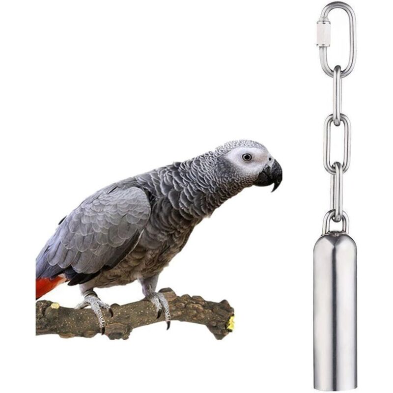 Oiseaux Jouet Cloche Bird Bell Toys en Acier Inoxydable pour Les perroquets, Gris du Gabon, Mini Aras, Petits cacatoès (L)