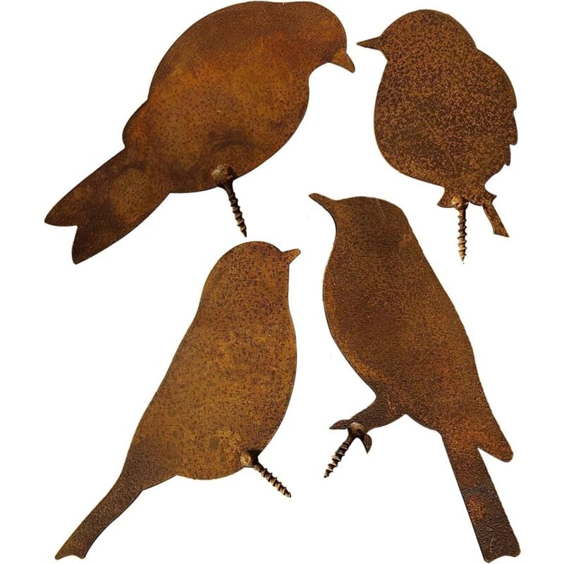 Rapanda - Oiseaux pour Arbre - Décoration de Jardin en métal - Patine Rouille Naturelle