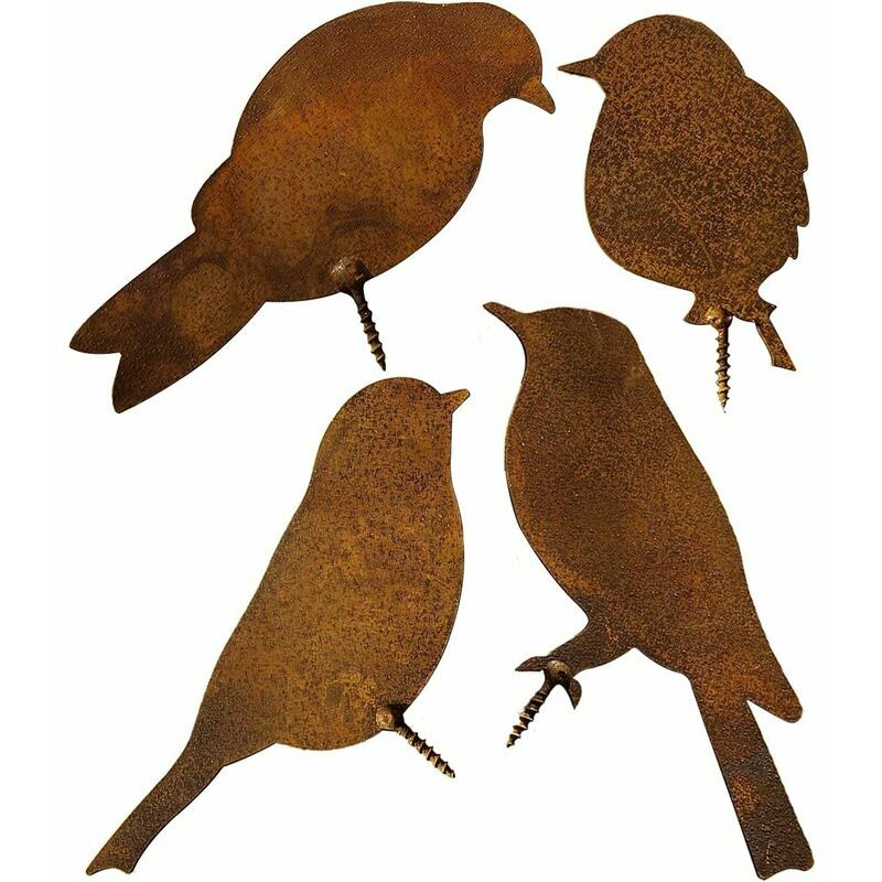 Linghhang - Oiseaux pour Arbre - Décoration de Jardin en métal - Patine Rouille Naturelle