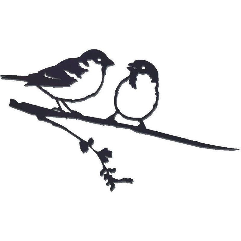 Metalbird - Oiseaux sur pique couple de moineaux en acier corten Hauteur 14cm