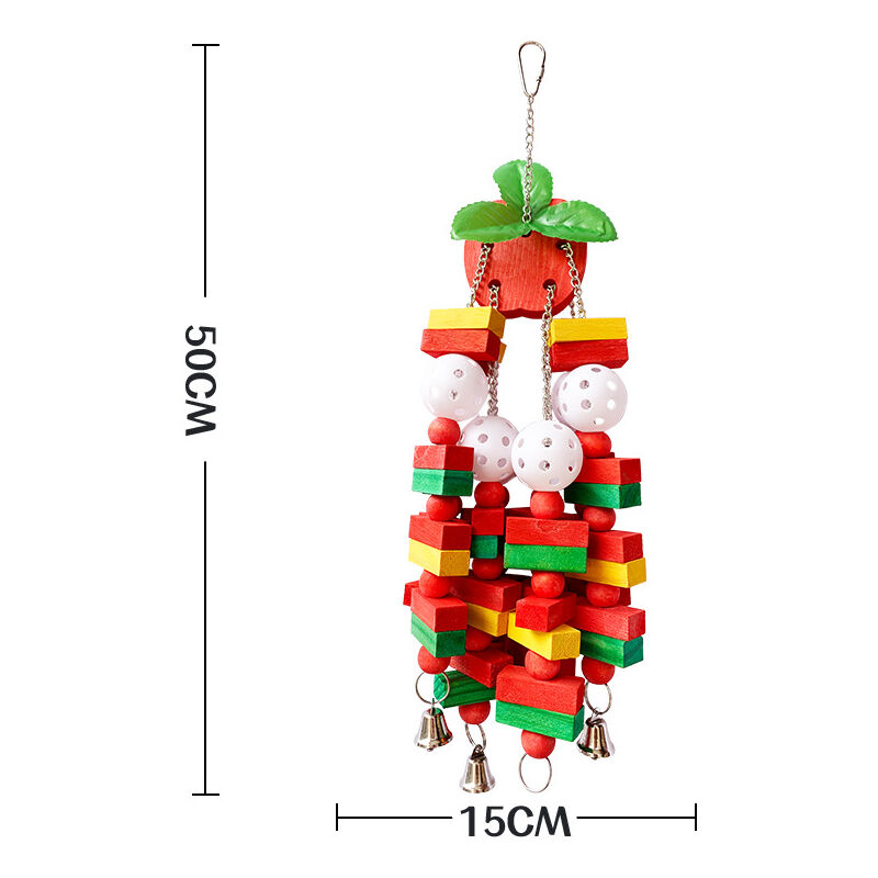 Dontodent - Oiseaux Toys Pomme brochettes Grand bouquet de perroquets gris Jouet à mordre en bois Fournitures pour perroquet
