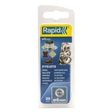 Ojal Fijacion Cuero 6Mm Con Botador Acero Rapid 25 Pz