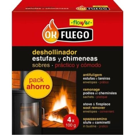 FPLUS Okfuego deshollinador en sobres para estufas y chimeneas 4 uds x 100 g