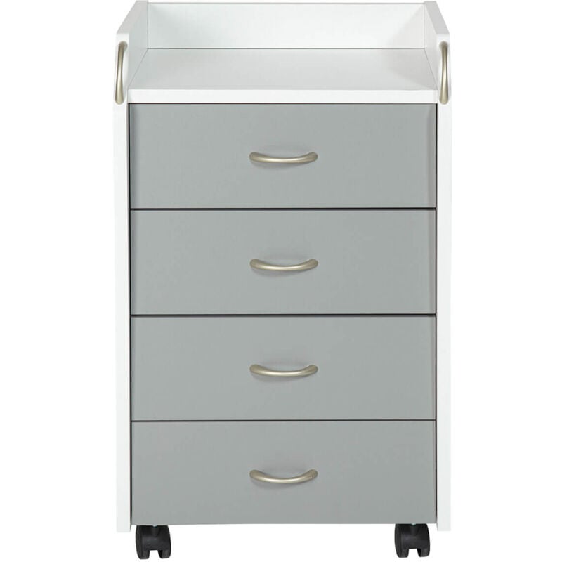 Okloc - Caisson 4 Tiroirs sur Roulettes Blanc