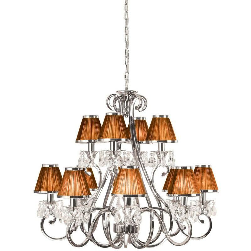 Interiors 1900 Lighting - Interiors Oksana Nickel - 12 Light Multi Arm Chandelier Polished Nickel Plate Finish, E14