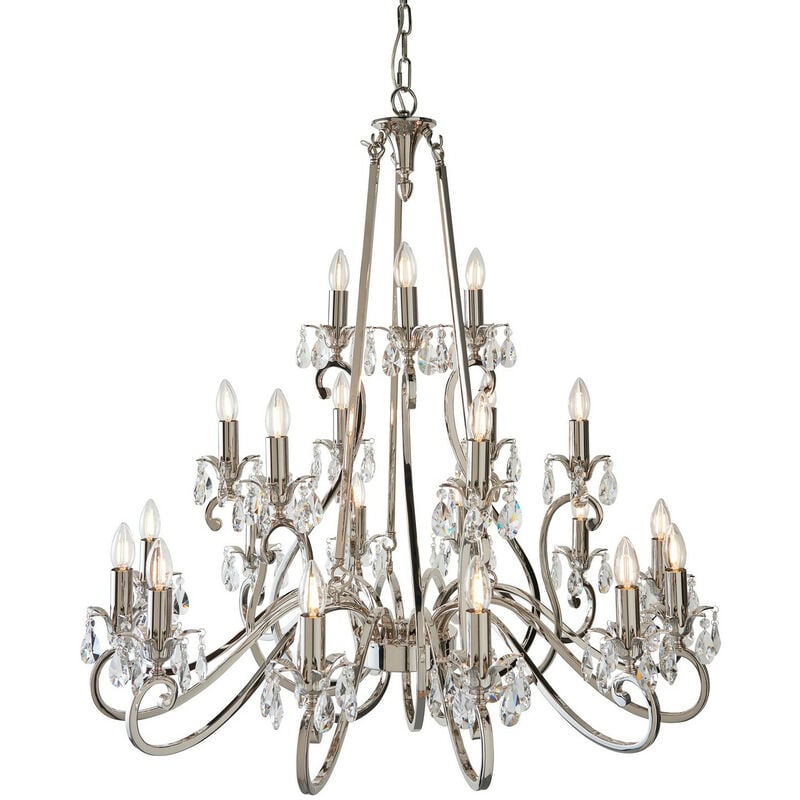 Image of Interiors - 21 Light Chandelier Polished Nickel Plate Finish, E14