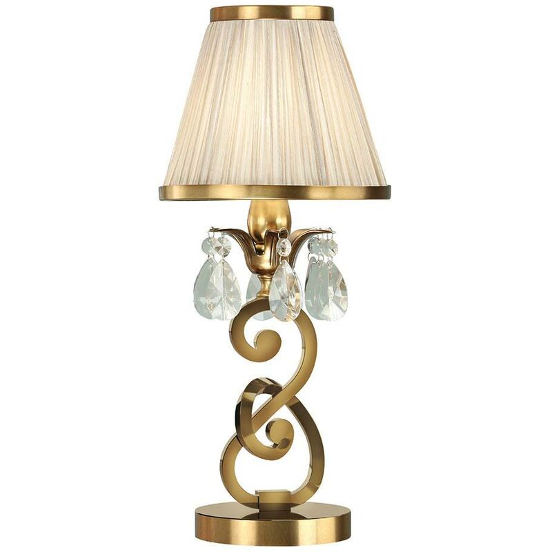 Interiors 1900 Lighting - Interiors Oksana Antique Brass - 1 Light Small Table Lamp Antique Brass with Beige Shades, E14