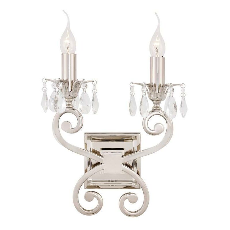 Interiors 1900 Lighting - Interiors - 2 Light Indoor Twin Candle Wall Light Polished Nickel Plate, E14