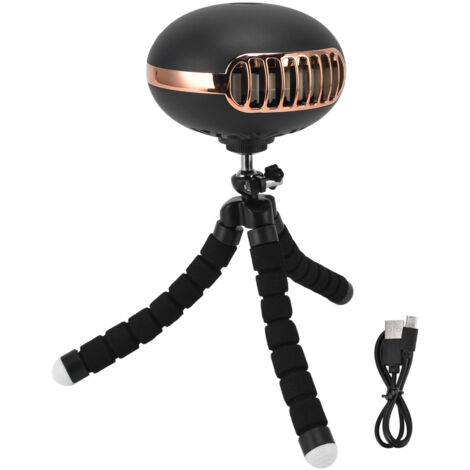 Oktopus-Kinderwagenventilator, 3 Geschwindigkeitsstufen, tragbar, USB-aufladbar, Schwarz, 3 W