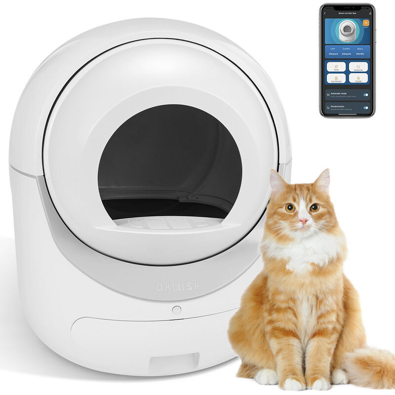 Bac à litière pour chat Bac à litière autonettoyant pour plusieurs chats - Okwish
