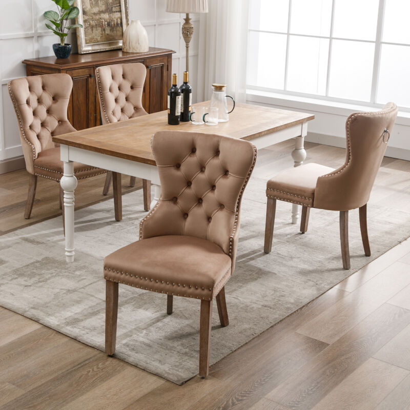 Okwish - Chaise de salle à manger (chaise de cuisine, chaise de salon avec heurtoir de porte unique à l'arrière, 4 pièces), chaise rembourrée avec