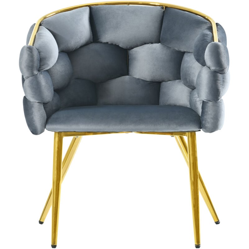 Okwish - Chaises de salon, chaises de salle à manger, chaises de maquillage, en velours, gris, 50x47x80 cm (1 pièce)