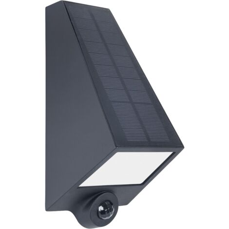 Olaf Solar-Wandleuchte in Schwarz, mit 3000K warmweißem LED-Licht