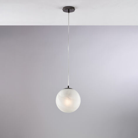 Olaf Suspension En Fer Bronzé 1 Lumière Avec Sphère Dm.20 130 D.20 Bl294-S1-Nr