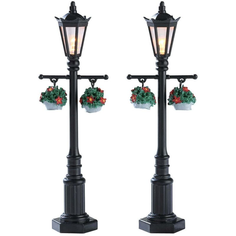 Ensemble de 2 anciens lampadaires anglais Lemax - Pour village de Noël