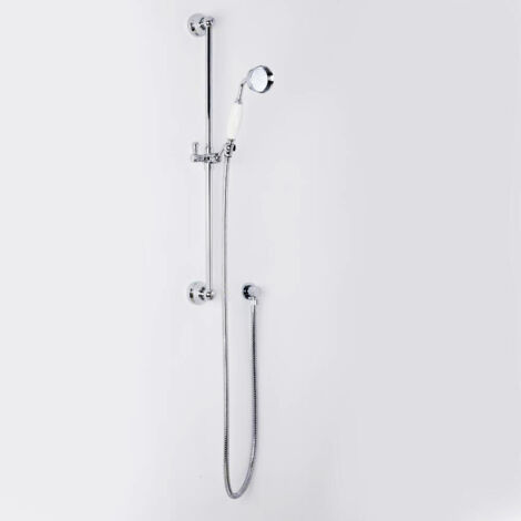 Old London Chrome White Handle Shower Slide Rail Kit - A3211