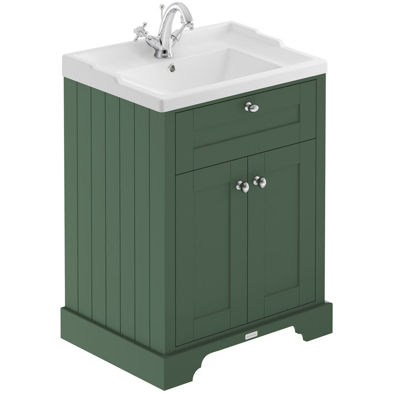 Image of Hunter Green 600mm 2 Door Vanity Unit and Basin with 1 Tap Hole - LOF803 - Hunter Green - Old London