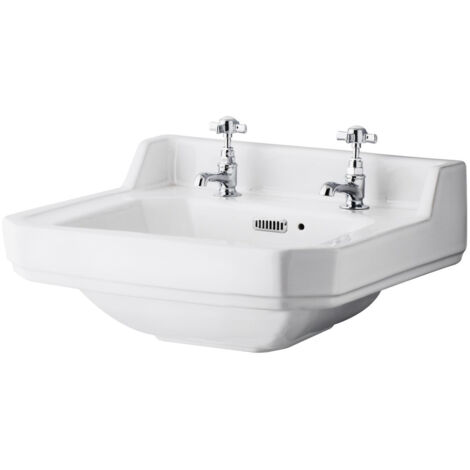 HUDSON REED Old London Richmond Square 560mm Basin with 2 Tap Holes - NCS884