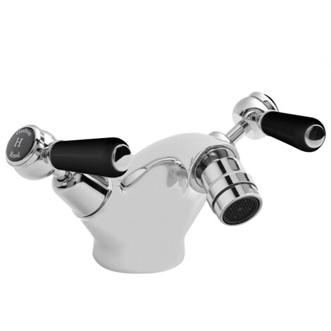 Old London Topaz Black Lever Chrome Mono Bidet Mixer Tap with Dome Collar - BC406DL