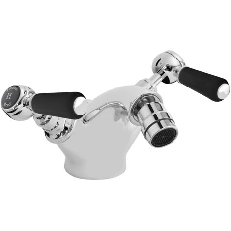 Old London Topaz Black Lever Chrome Mono Bidet Mixer Tap with Hex Collar - BC406HL