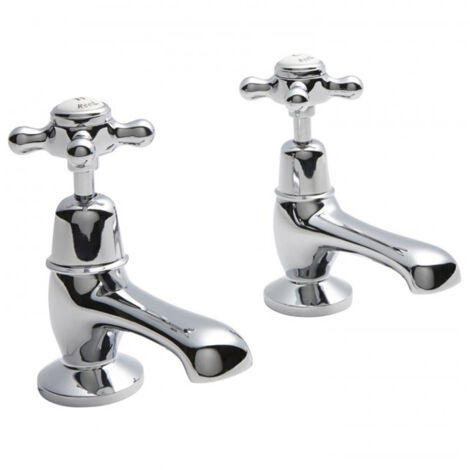 Old London Topaz White Crosshead Chrome Basin Taps with Dome Collar - BC301DX
