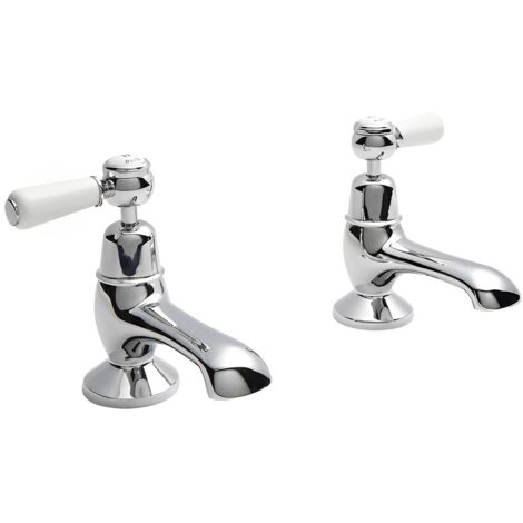 Old London Topaz White Lever Chrome Bath Taps with Dome Collar - BC302DL