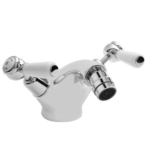 Old London Topaz White Lever Chrome Mono Bidet Mixer Tap with Dome Collar - BC306DL