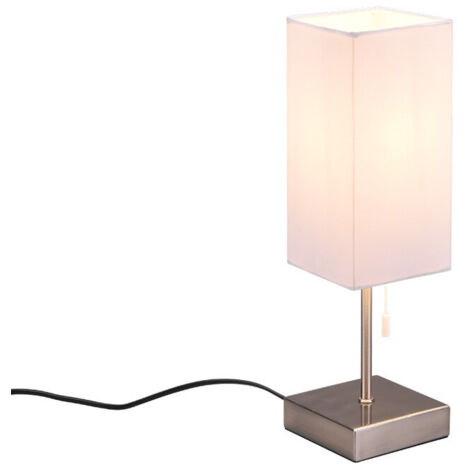 OLE LAMPADA DA TAVOLO ACCIAIO CON PARALUME BIANCO CON INTERRUTTORE A CORDA CON DOPPIA PORTA USB ( USB + USB-C ) PER RICARICA H. 35CM 1 LUCE ATTACCO E27