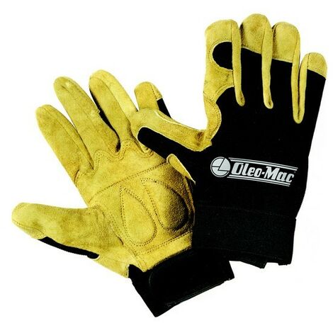 Oleo Mac – Gants de manutention taille 11 – Paume en cuir fleur retourné renforcé – Dos en polyester extensible – Norme EN 388 pour risque mécanique
